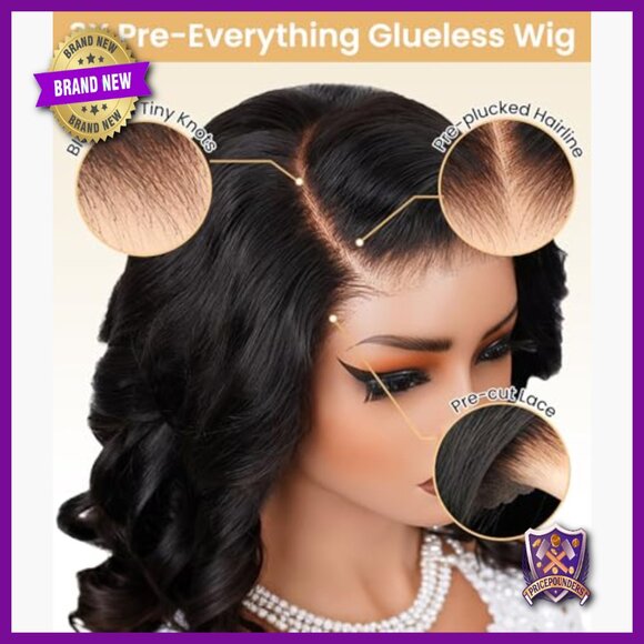 Human Hair Glueless Wig 16 Inch Pre Plucked HD Lace 200% Density main image 4